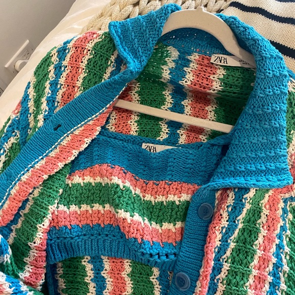 Zara button up and matching knit crop top - Picture 7 of 11